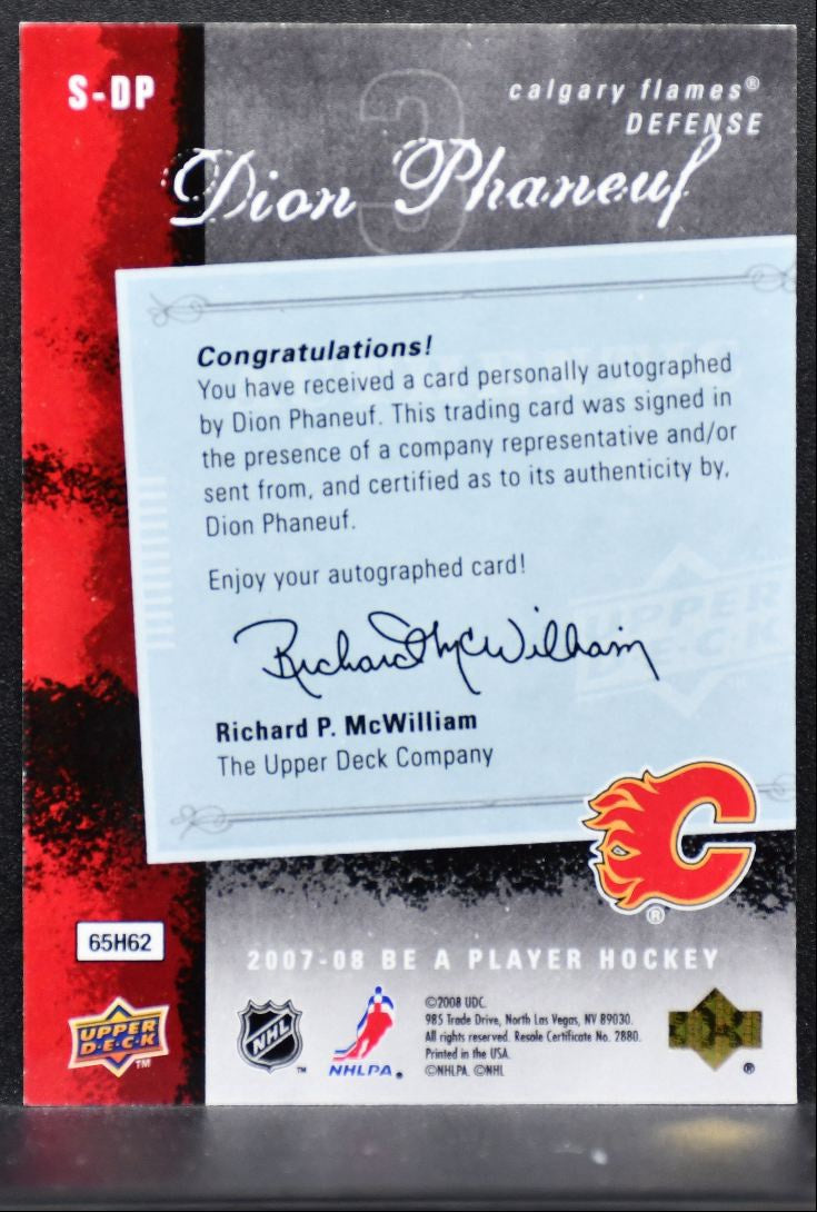 2007-08 Upper Deck Be a Player Signatures Dion Phaneuf Calgary Flames Auto 3728