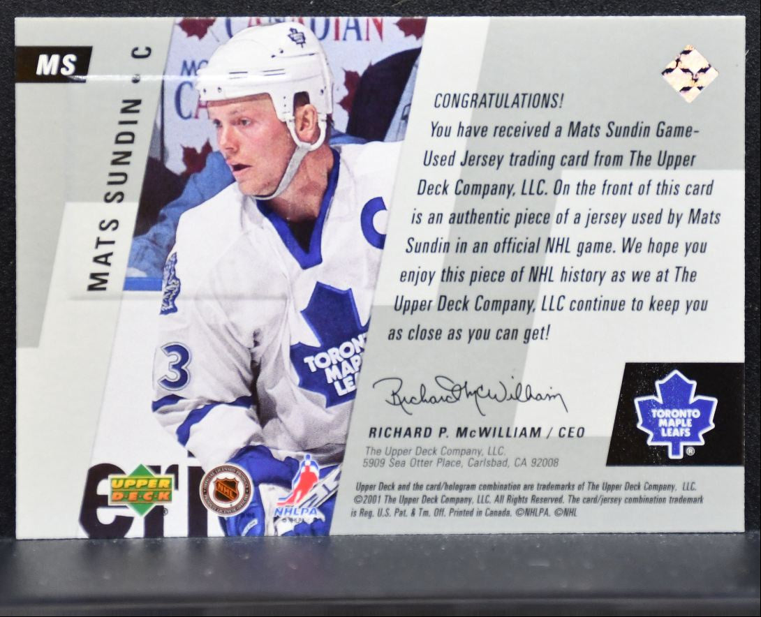 2001-02 Upper Deck Game-Used Jersey Mats Sundin Toronto Maple Leafs Jersey 2929