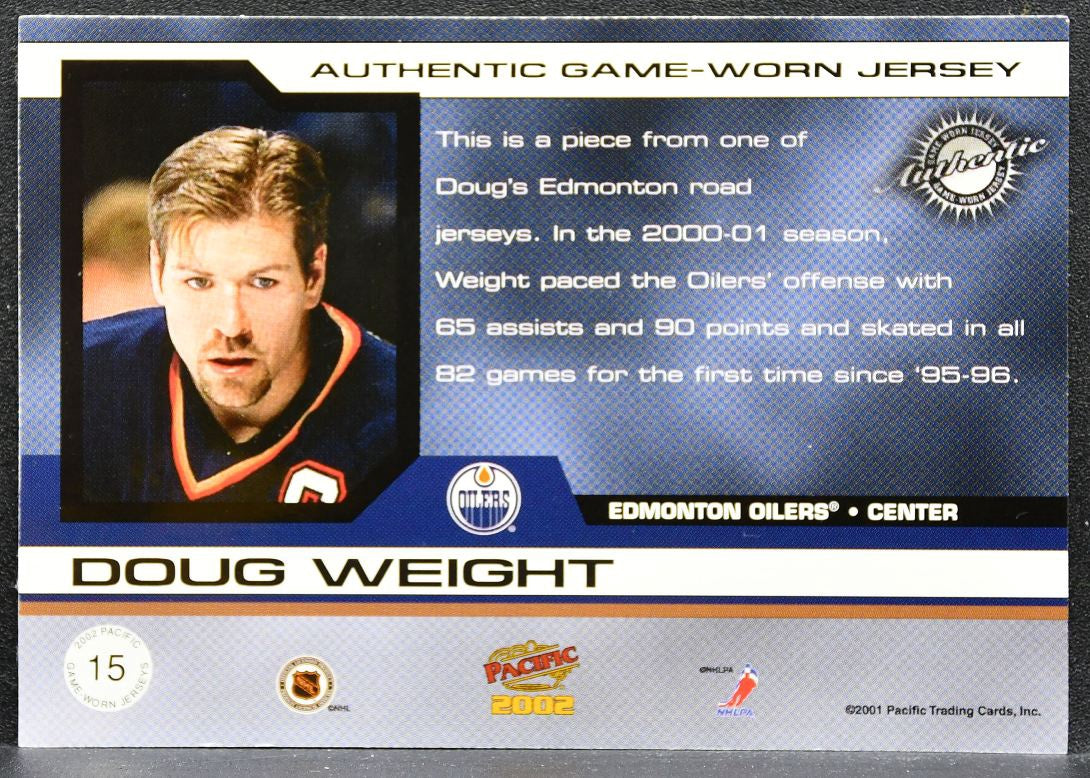 2001-02 Pacific Jerseys Doug Weight 15 Edmonton Oilers Jersey 9196