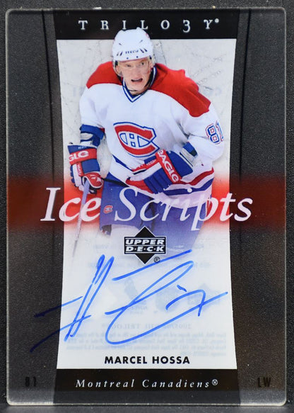 2005-06 Upper Deck Trilogy Ice Scripts Marcel Hossa IS-HS Canadiens Auto 7587