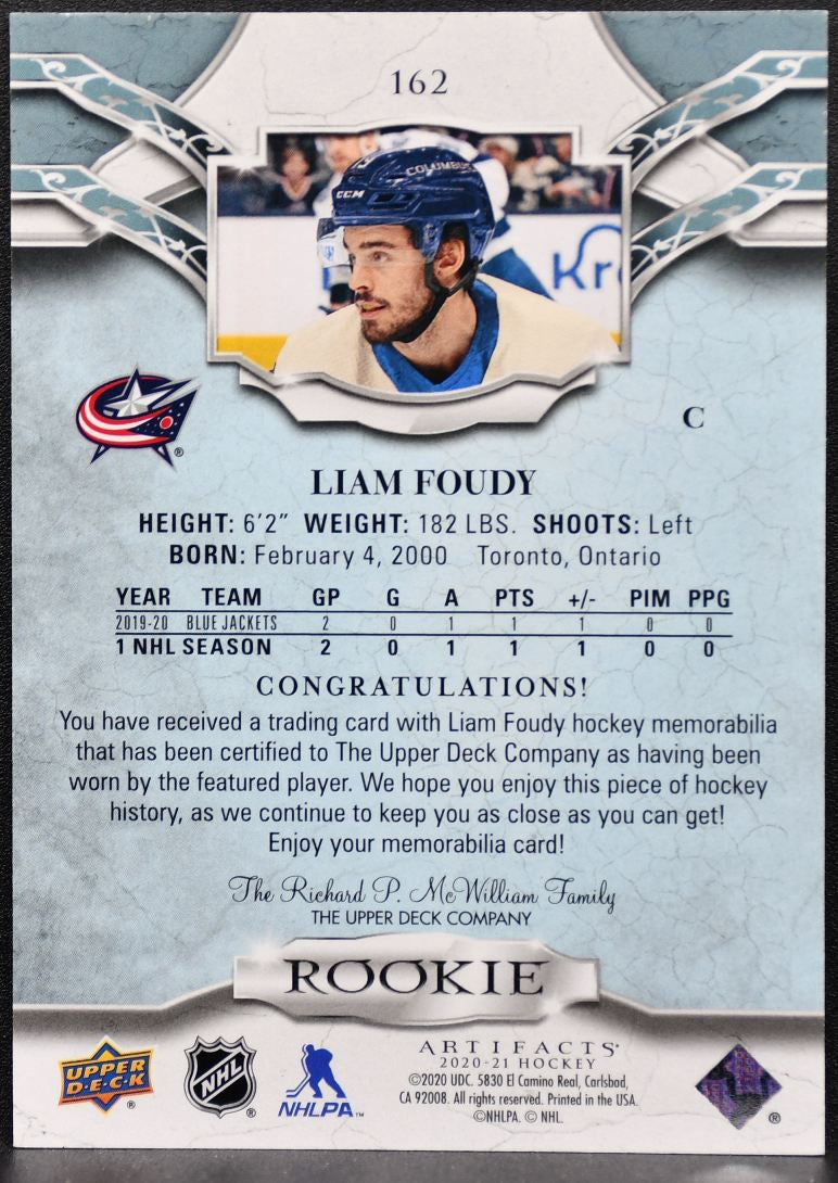 2020-21 UD Artifacts Horizontal Silver Material Foudy RC /199 Jersey 1212