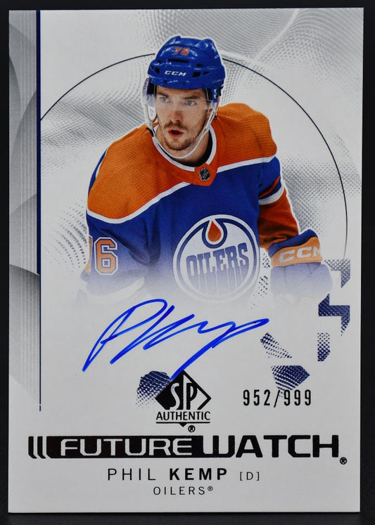 2024-25 SP Authentic Future Watch Phil Kemp 115 Edmonton Oilers RC Auto 952/999