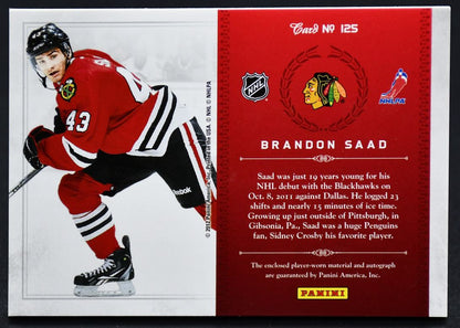 2011-12 Panini Rookie Anthology Rookie Treasures Saad 125 Auto 204/499 Jersey