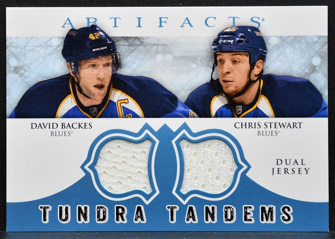 2012-13 UD Artifacts Tundra Tandems Blue Dual Backes/Stewart Blues Jersey 9723