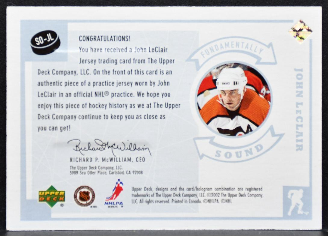 2002-03 UD Vintage Fundamentally Sound Jerseys John LeClair Flyers Jersey 5357