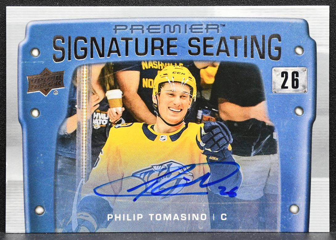 2021-22 UD Premier Signature Seating Rookies Philip Tomasino Predators Auto 5890