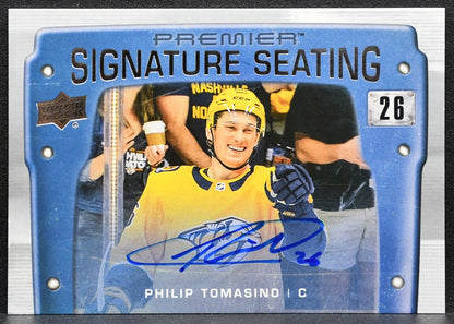 2021-22 UD Premier Signature Seating Rookies Philip Tomasino Predators Auto 5890