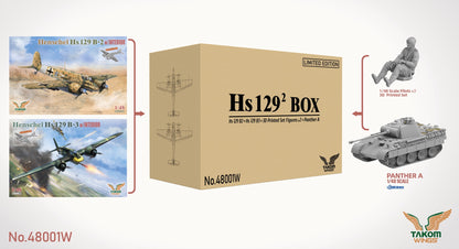 Takom Hs 129² BOX Hs 129 B2+Hs 129 B3+3D Printed Set Figures x2+Panther A (Limited edition)