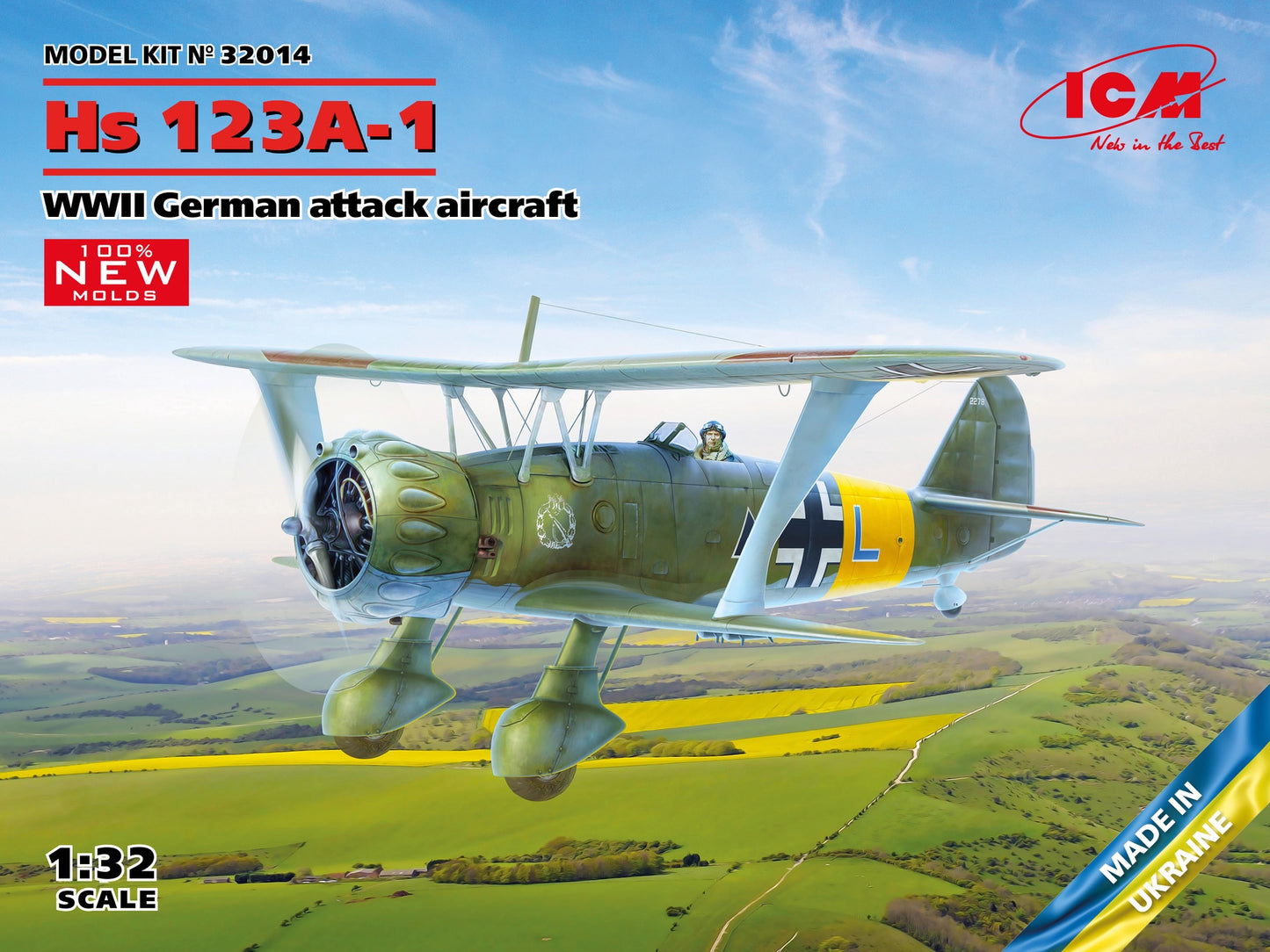 ICM 1/32 Hs 123A-1, WWII German attack aircraft (100% new molds), Aircraft
