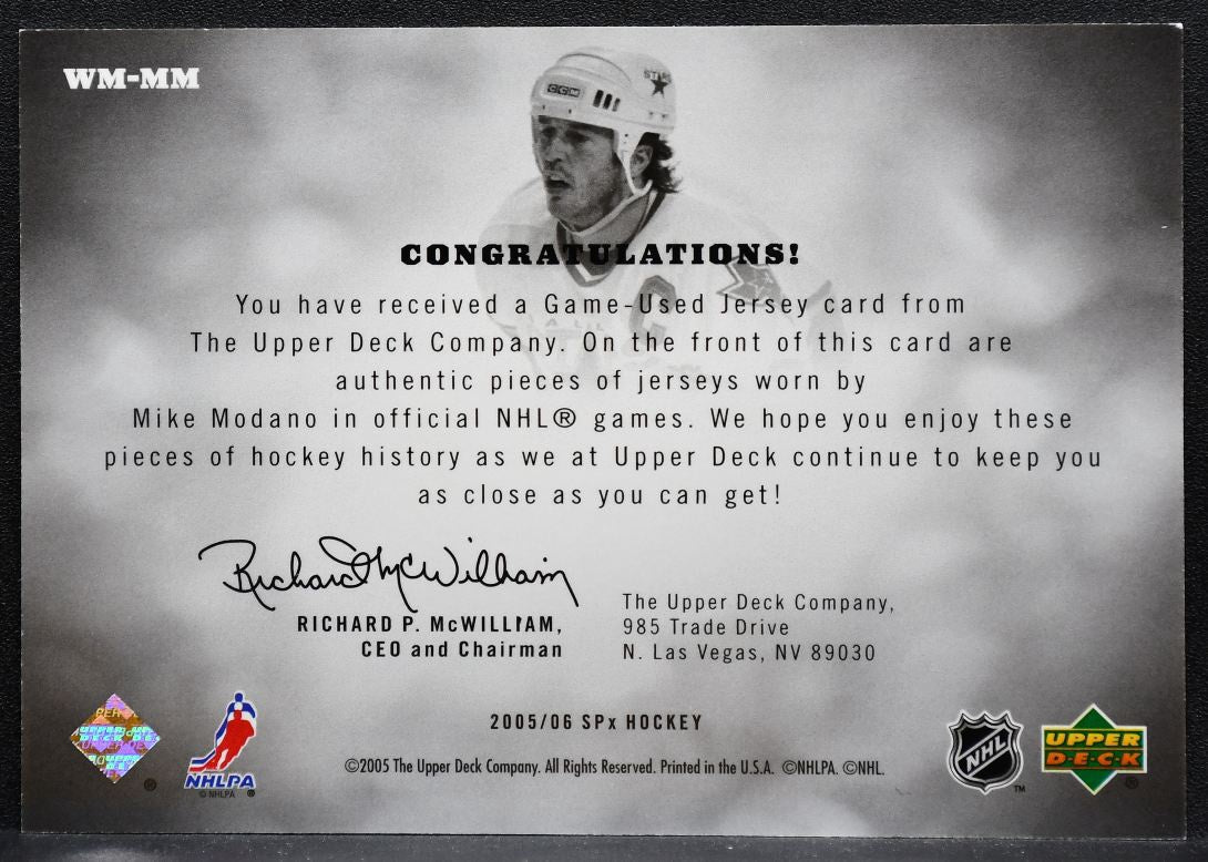 2005-06 SPx Winning Materials Mike Modano WM-MM Dallas Stars 122/350 Jersey 5697