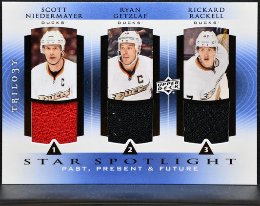 2013-14 UD Trilogy Three Star Spotlight Niedermayer/Getzlaf/Rakell Jersey 0413
