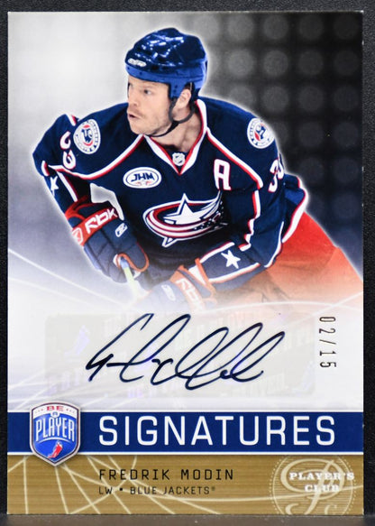 2008-09 UD Be a Player Signatures Player's Club Fredrik Modin Auto 02/15 7263