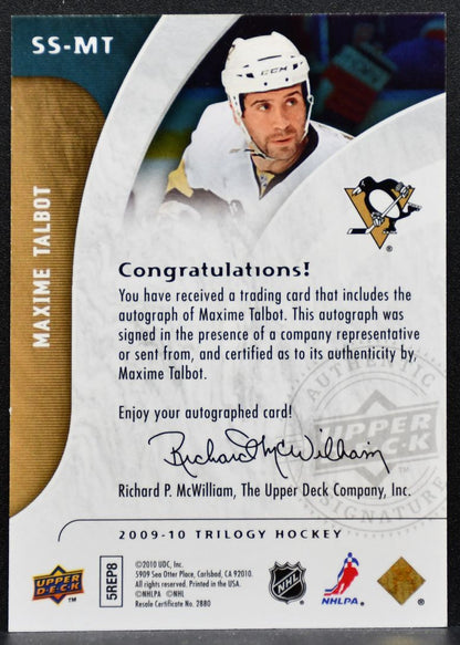 2009-10 Upper Deck Trilogy Superstar Scripts Maxime Talbot Penguins Auto 5900