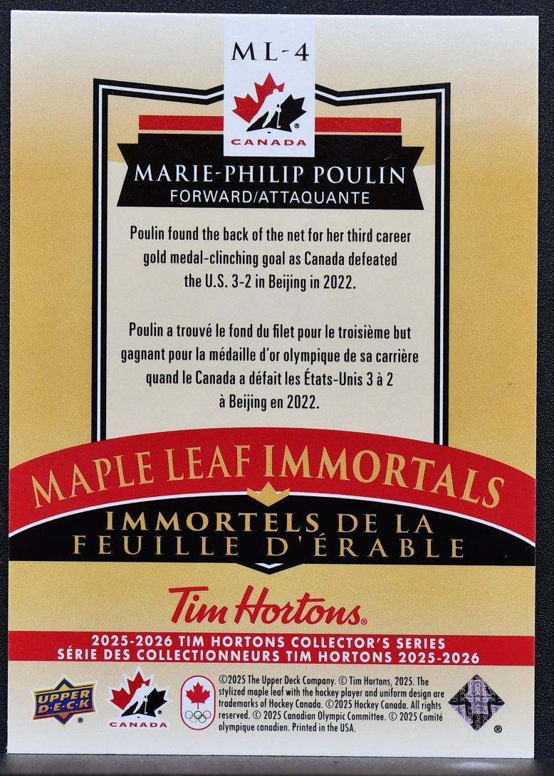 2025-26 Upper Deck Tim Hortons Maple Leaf Immortals Marie-Philip Poulin 7121