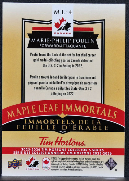 2025-26 Upper Deck Tim Hortons Maple Leaf Immortals Marie-Philip Poulin 7121