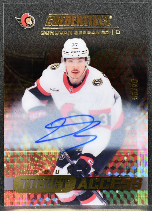 2025-26 UD Credentials Acetate Debut Ticket Access Sebrango RC Auto 04/99 9812