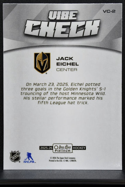 2025-26 O Pee Chee Platinum Vibe Check Jack Eichel Vegas Golden Knights 7627