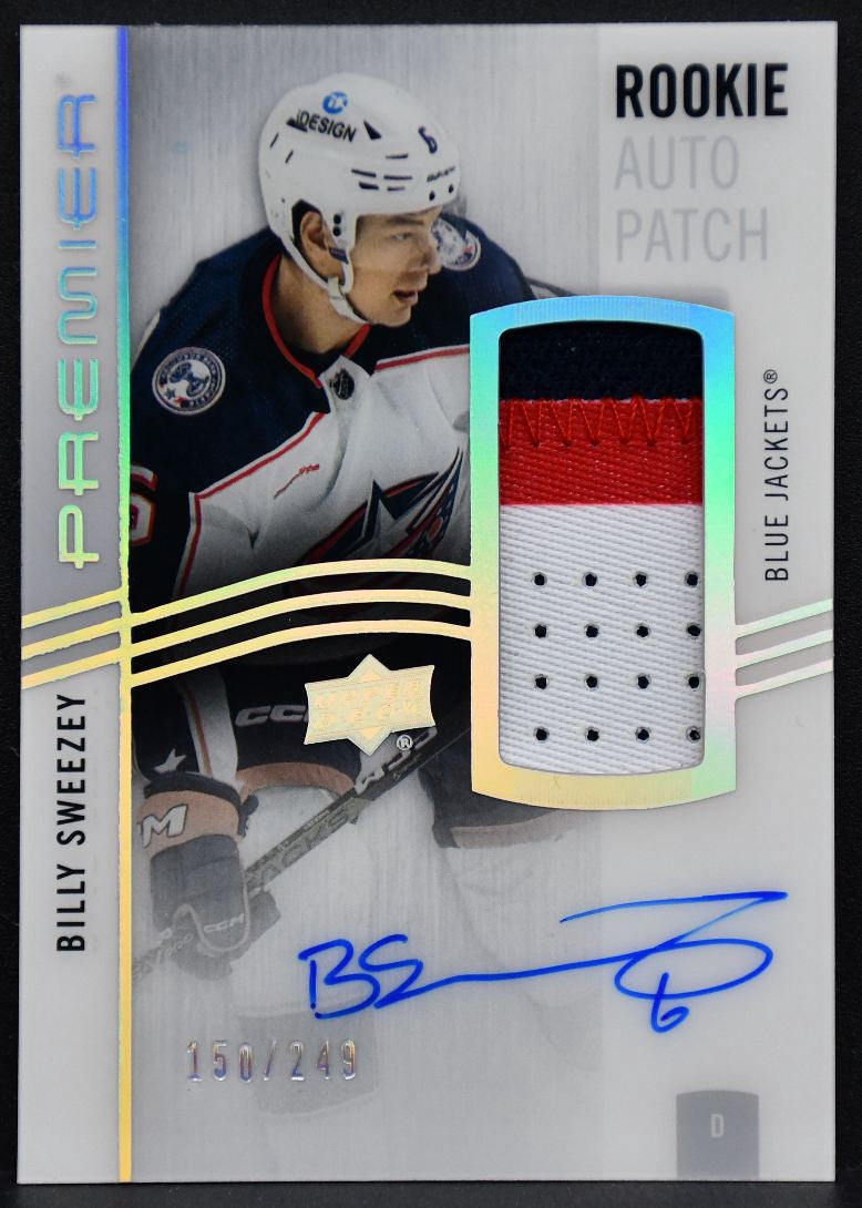23-24 UD Premier Acetate RC Auto Patch Billy Sweezey Blue Jackets /249 Patch 5006