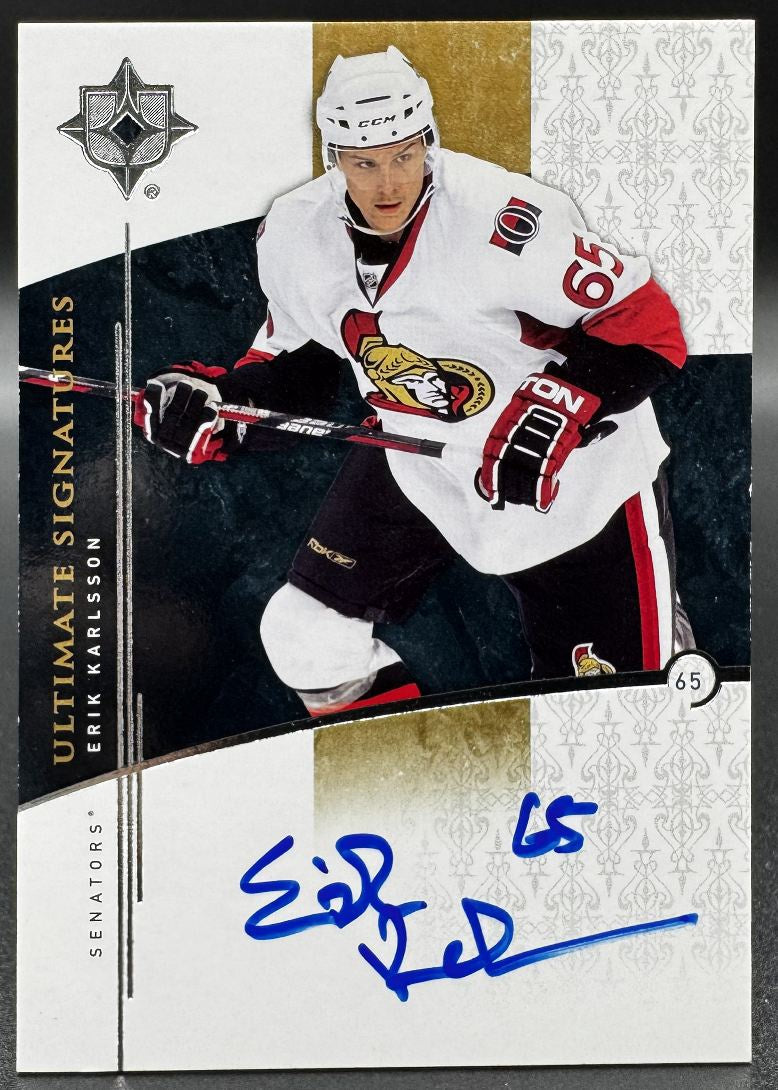 Carte autographiée Erik Karlsson US-KA des Sénateurs d'Ottawa, collection Ultimate UD 2011-2012