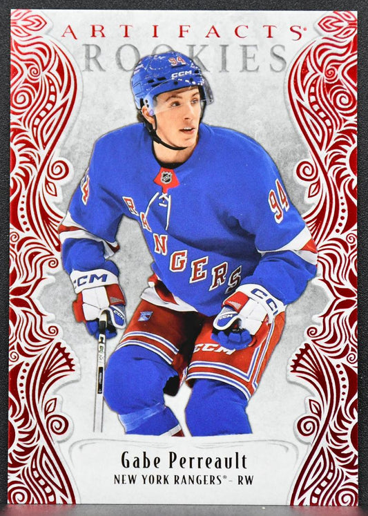 2025-26 UD Artifacts Ruby Red Gabe Perreault 199 New York Rangers RC 076/599 4763