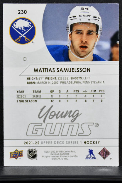 2021-22 Upper Deck Series 1 Young Guns Mattias Samuelsson Buffalo Sabres RC 0252