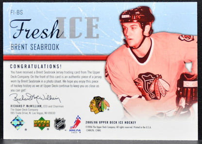 2005-06 Upper Deck Ice Fresh Brent Seabrook Chicago Blackhawks RC Jersey 7720