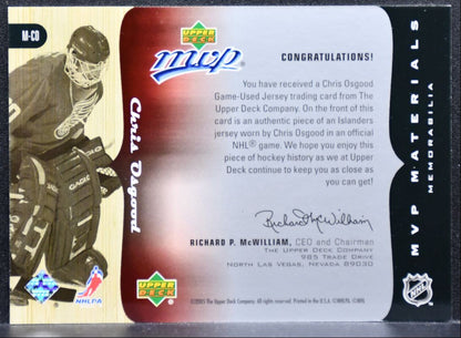 2005-06 Upper Deck MVP Materials Chris Osgood M-CO Detroit Red Wings Jersey 4930