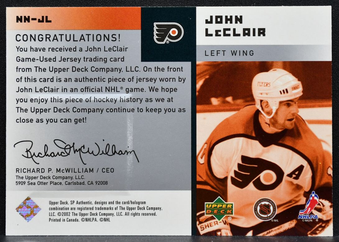 2001-02 SP Authentic Notable Numbers John LeClair Flyers 617/627 Jersey 6274