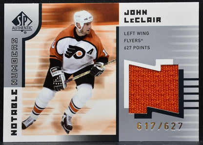 2001-02 SP Authentic Notable Numbers John LeClair Flyers 617/627 Jersey 6274