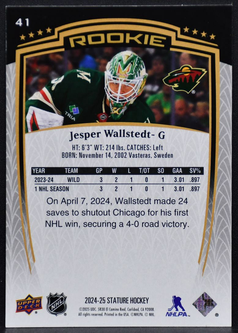 2024-25 Upper Deck Stature Rookie Jesper Wallstedt 41 RC 687/999 3153
