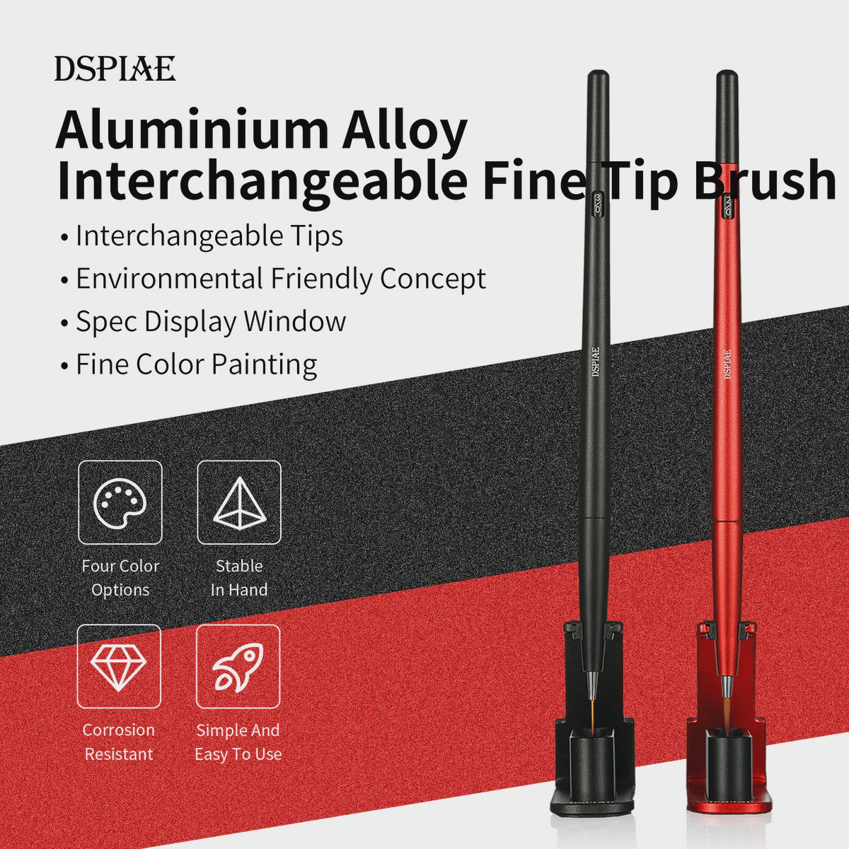 DSPIAE Aluminium Alloy Brush with Interchangeable Fine Tip (Red)