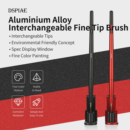 DSPIAE Aluminium Alloy Brush with Interchangeable Fine Tip (Red)