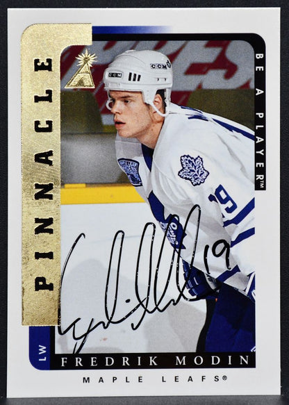 1996-97 Pinnacle Be a Player Autographs Fredrik Modin 216 Maple Leafs Auto 9888