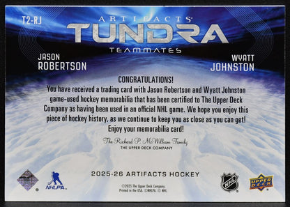 2025-26 UD Artifacts Tundra Johnston / Robertson Stars 53/99 Jersey 3121