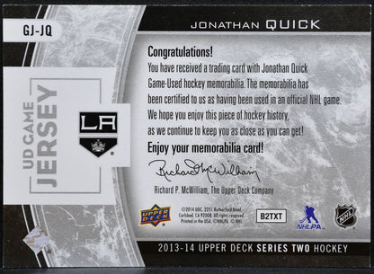 2013-14 UD Series 2 UD Game Jerseys Quick GJ-JQ Kings Jersey 0338