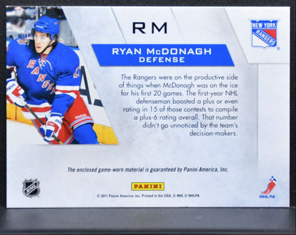 2010-11 Panini Zenith Winter Warriors Materials Ryan McDonagh Jersey 0895