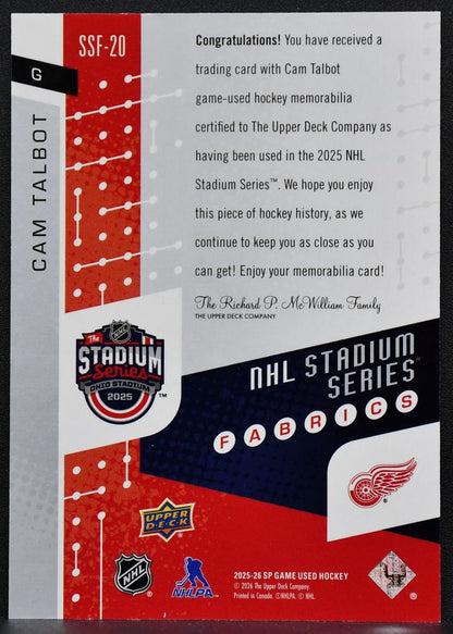 2025-26 SP Game Used Stadium Series Fabrics Cam Talbot SSF-20 Jersey 6841