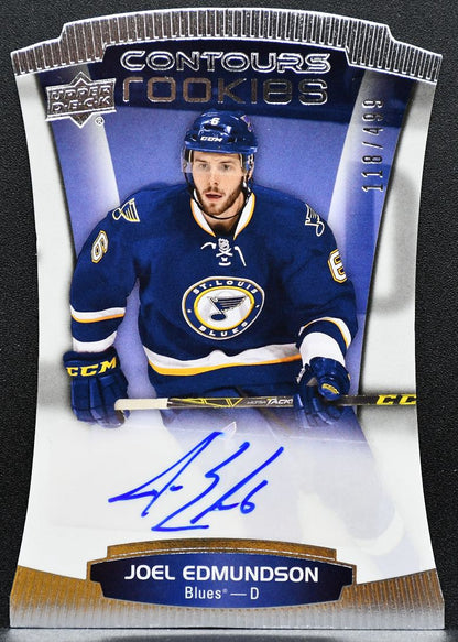 2015-16 UD Contours Rookies Joel Edmundson 117 Blues RC Auto 118/499 2201