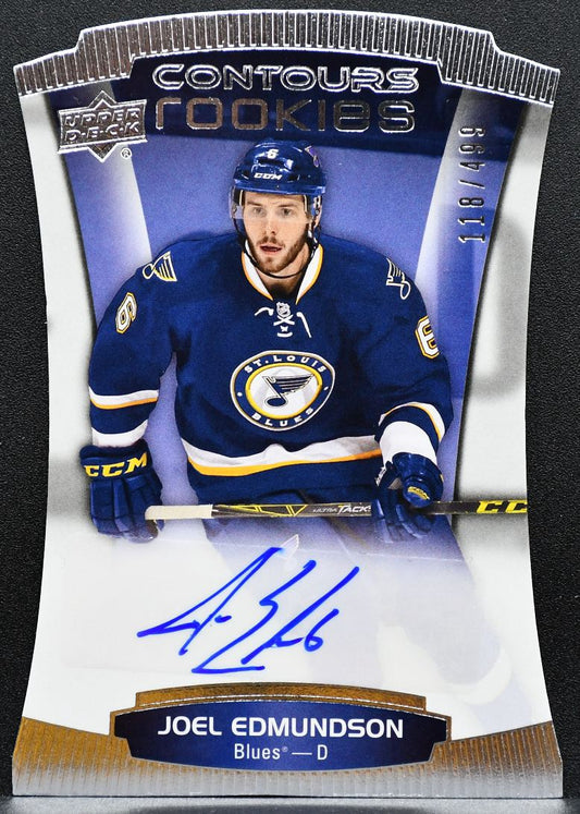 2015-16 UD Contours Rookies Joel Edmundson 117 Blues RC Auto 118/499 2201