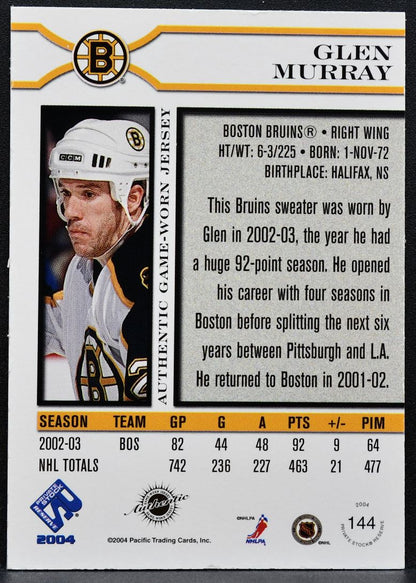 2003-04 Pacific Private Stock Reserve Jersey Glen Murray 0509/1000 Jersey 1472