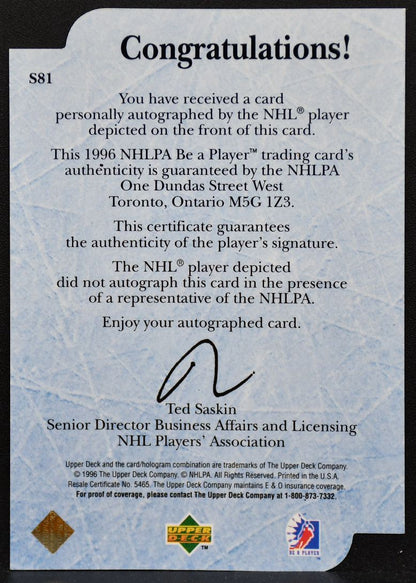 1996-97 UD Be a Player Signatures Randy Cunneyworth S81 Senators Auto 8713