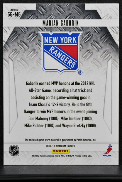 2012-13 Panini Titanium Game-Worn Gear Marian Gaborik GG-MG Rangers Jersey 4481