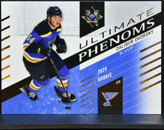 2025-26 UD Ultimate Collection Phenoms Dalibor Dvorsky UP-DD Blues RC 0397