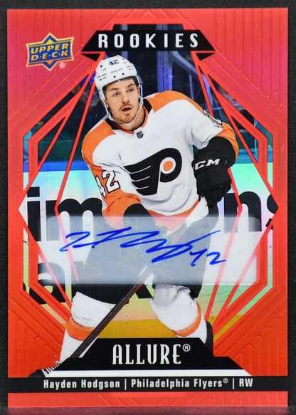 22-23 UD Allure Red Rainbow Auto Hayden Hodgson 149 Philadelphia Flyers RC Auto 4900
