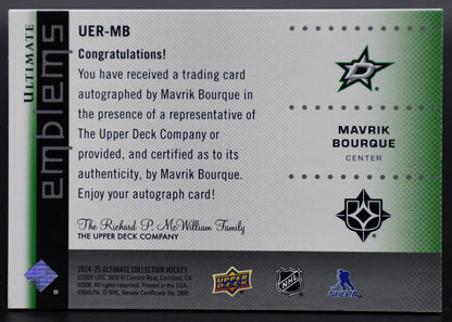 2024-25 UD Ultimate Collection Mavrik Bourque UER-MB Dallas Stars RC Auto