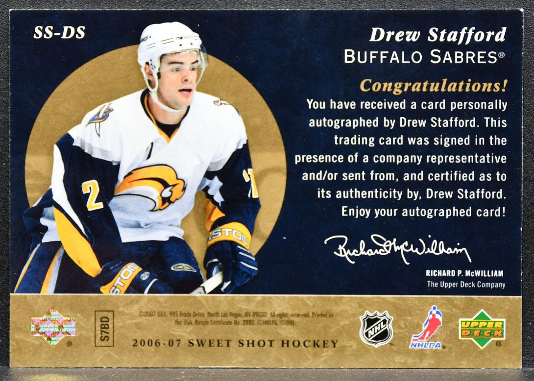 2006-07 UD Sweet Shot Signature Shots Drew Stafford SS-DS Sabres Auto 9004