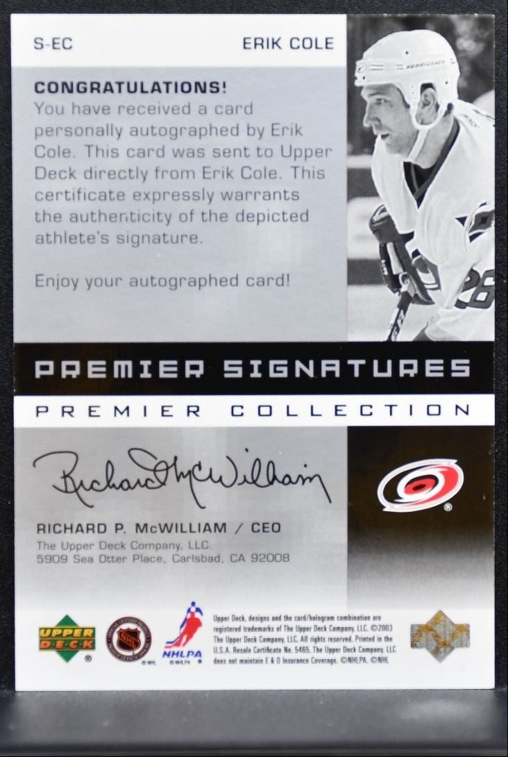2002-03 UD Premier Collection Signatures Silver Cole Auto 113/125 2752