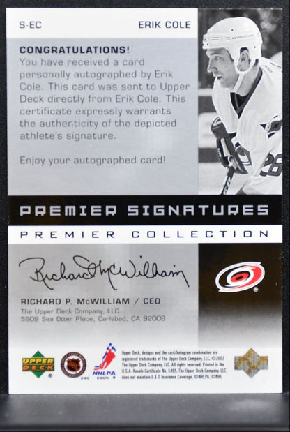2002-03 UD Premier Collection Signatures Silver Cole Auto 113/125 2752