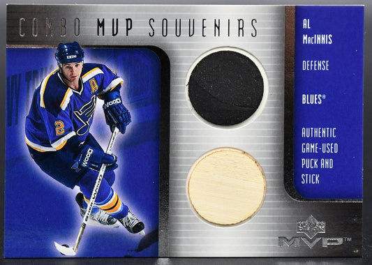2001-02 UD MVP Combo MVP Souvenir Al MacInnis C-AM Puck/Stick