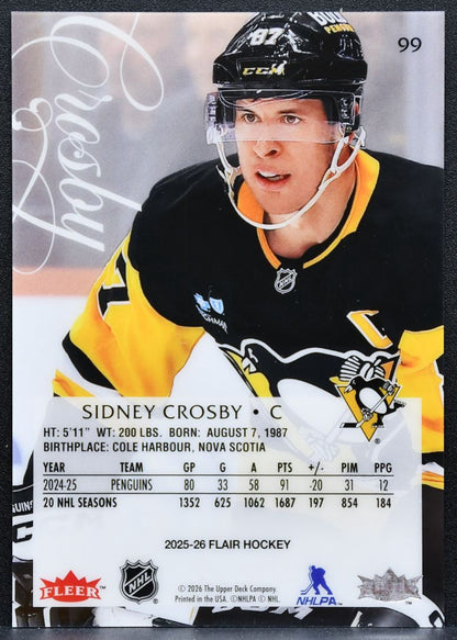 2025-26 Flair Sidney Crosby 99 Pittsburgh Penguins 4841